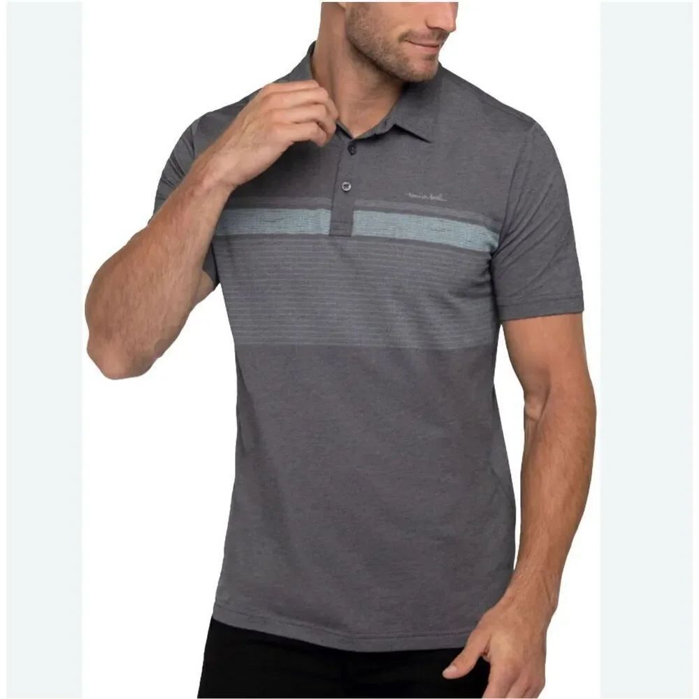 Travis Mathew Endless Horizon Stripe Golf Polo Shirt Gray Men’s Medium